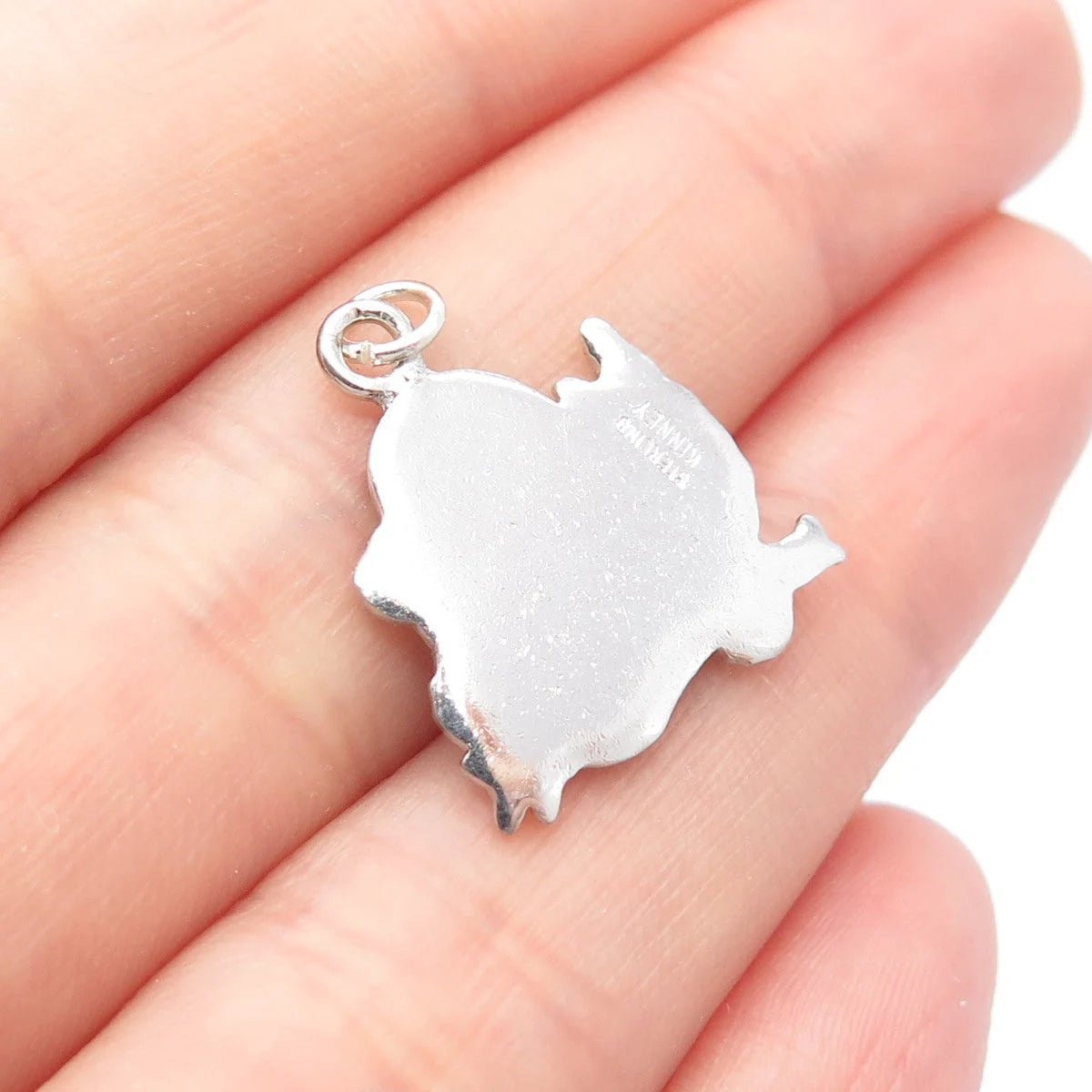 925 Sterling Silver Vintage Kinney Green Enamel Charm Pendant