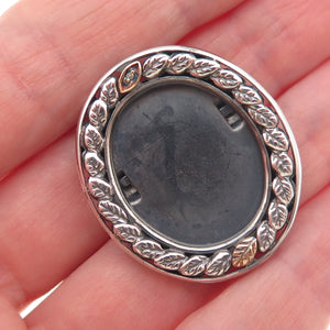 925 Sterling Silver 10K Gold Vintage Real Diamond Picture Frame Brooch / Pendant