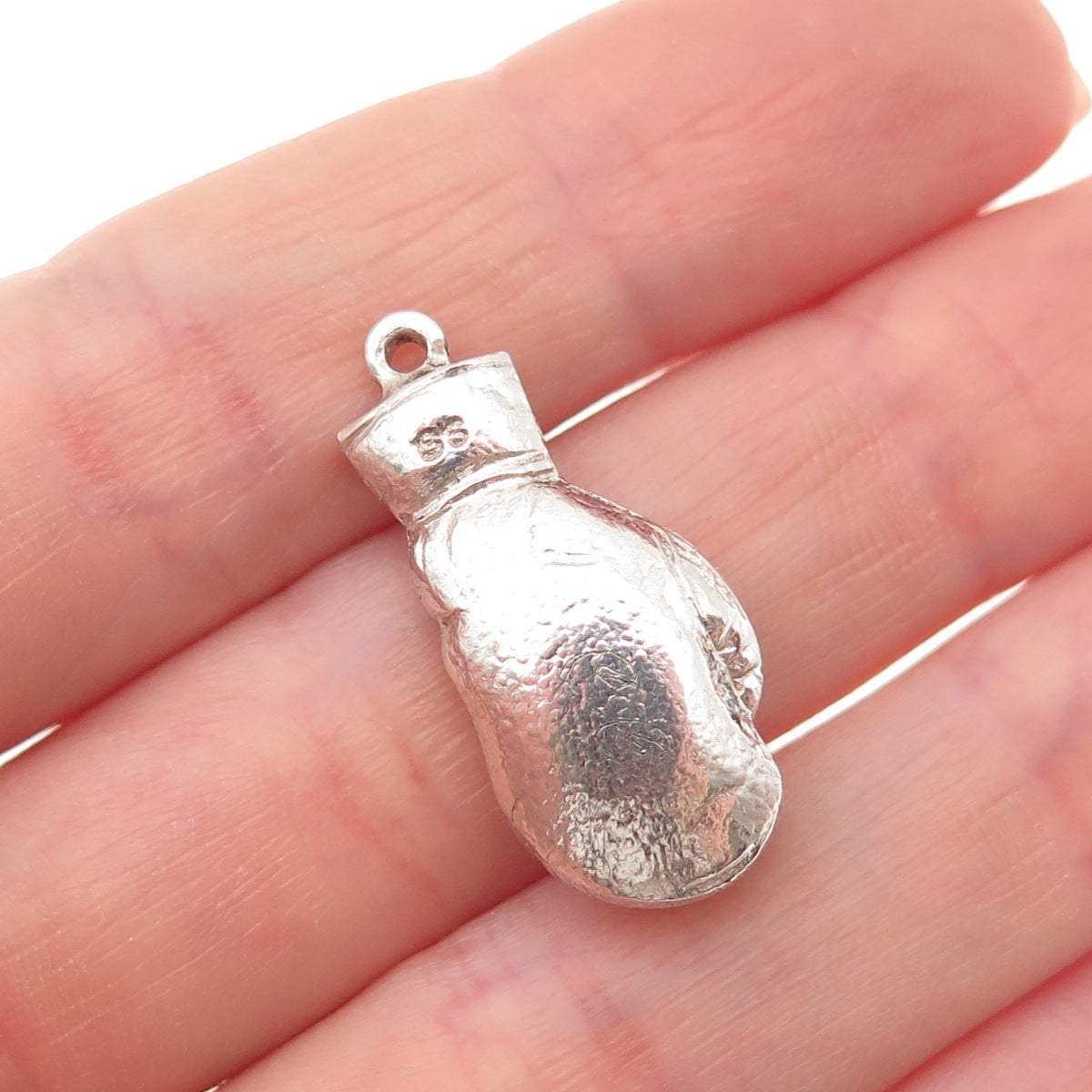 925 Sterling Silver Antique Art Deco Boxing Glove Oxidized 3D Charm Pendant