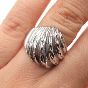 925 Sterling Silver Vintage Modernist Dome Oxidized Ring Size 6