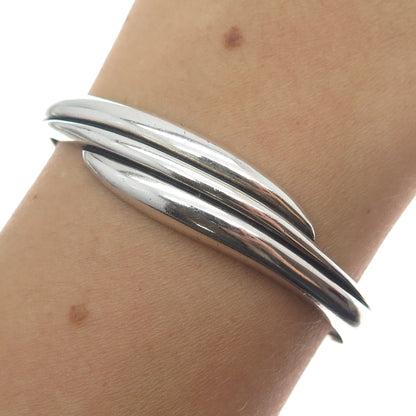 925 Sterling Silver Vintage Modernist Adjustable Cuff Bracelet 6"