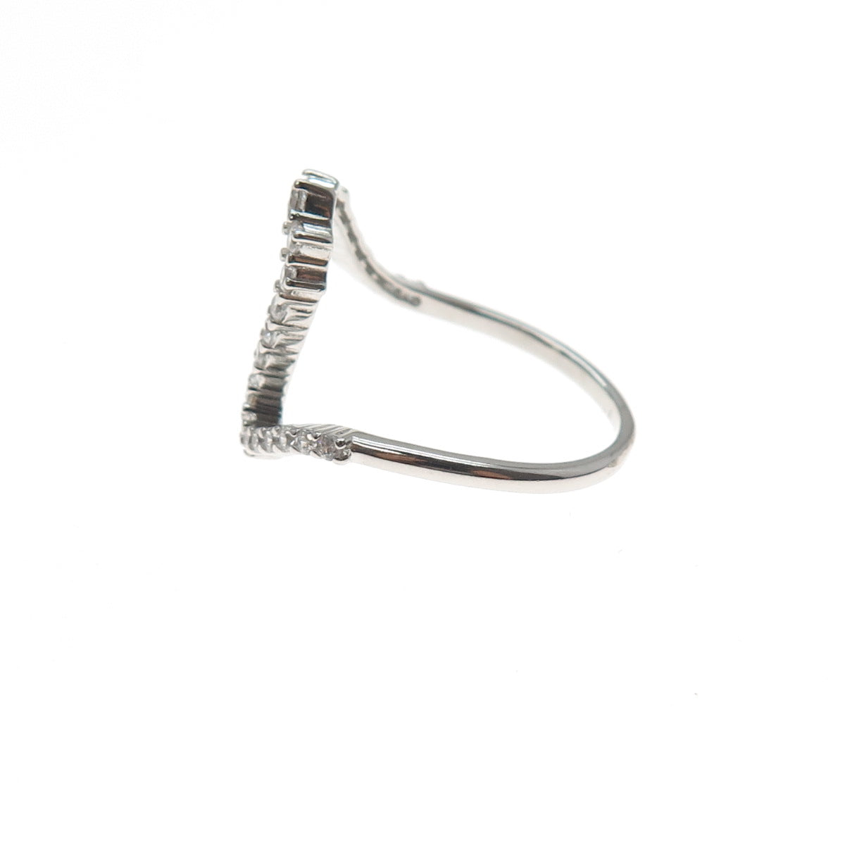 925 Sterling Silver Round-Cut C Z Wavy Ring Size 9
