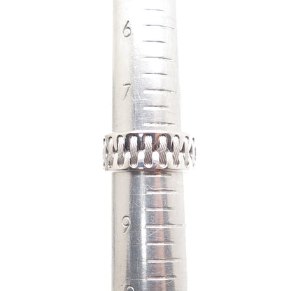 NEOS 925 Sterling Silver Textured Sewing Stitches Band Ring Size 8.25