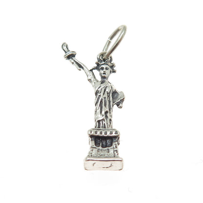 BEAU 925 Sterling Silver Vintage Statue of Liberty 3D Charm Pendant