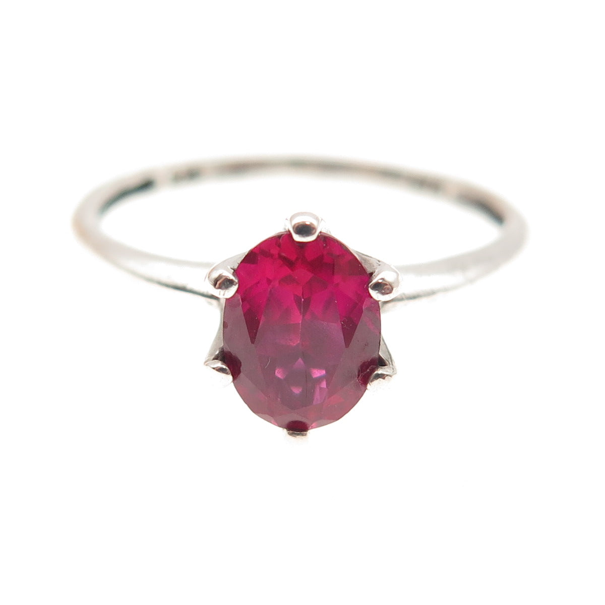 Chuck Clemency 925 Sterling Silver Vintage Real Oval-Cut Ruby Ring Size 9.5