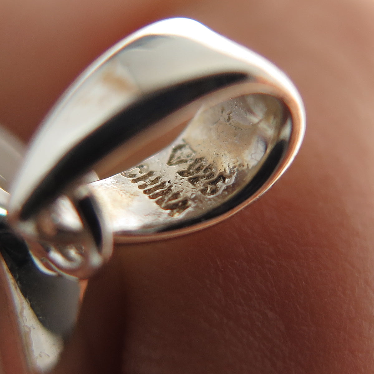 925 Sterling Silver Vintage Real Mother-of-Pearl Modernist Charm Pendant
