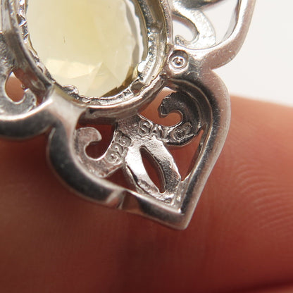 925 Sterling Silver Sai Krishna Real Diamond Accent & Citrine Gem Ornate Pendant
