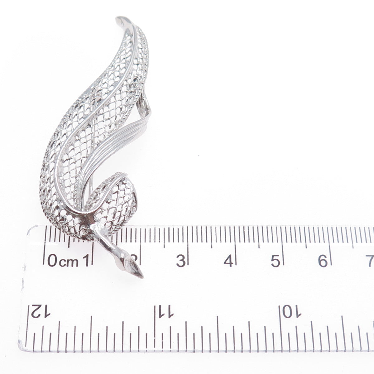 D'OR 925 Sterling Silver Vintage Feather Filigree Pin Brooch