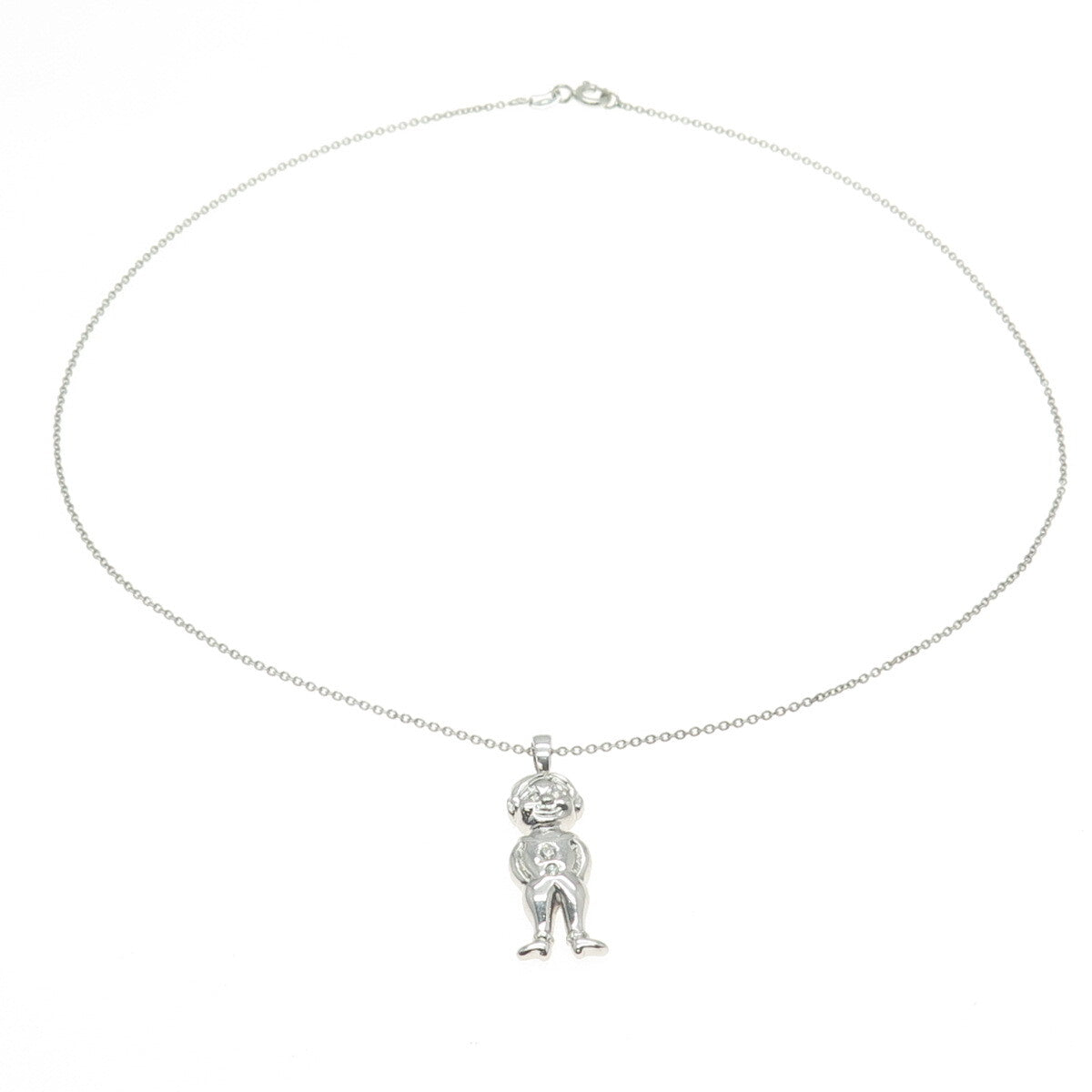 925 Sterling Silver Round-Cut C Z Astronaut Cable Chain Necklace 16"
