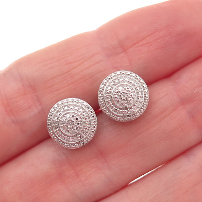 925 Sterling Silver Real Round-Cut Diamond Stud Earrings
