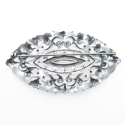 925 Sterling Silver Antique Art Deco Floral Leaf Pin Brooch
