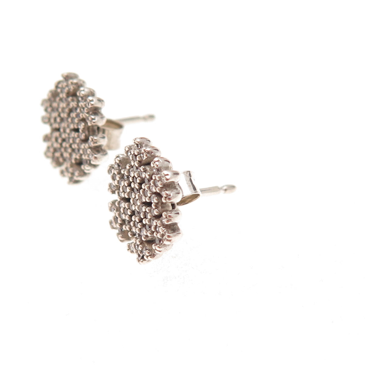 Pandora 925 Sterling Silver Round-Cut C Z Sparkling Snowflake Stud Earrings