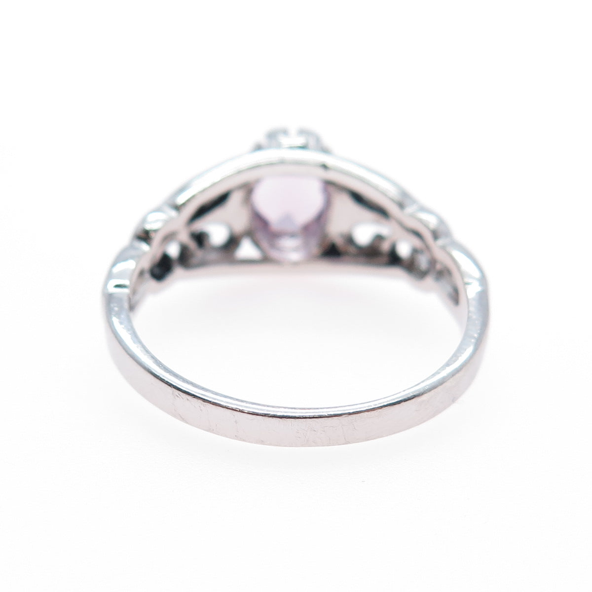 SETA 925 Sterling Silver Vintage Real Oval-Cut Amethyst Butterfly Ring Size 10