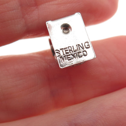 925 Sterling Silver Antique Art Deco Mexico Scale Oxidized 3D Mini Charm Pendant