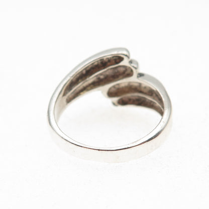 Chapal Zenray 925 Sterling Silver Vintage Modernist Oxidized Bypass Ring Size 8