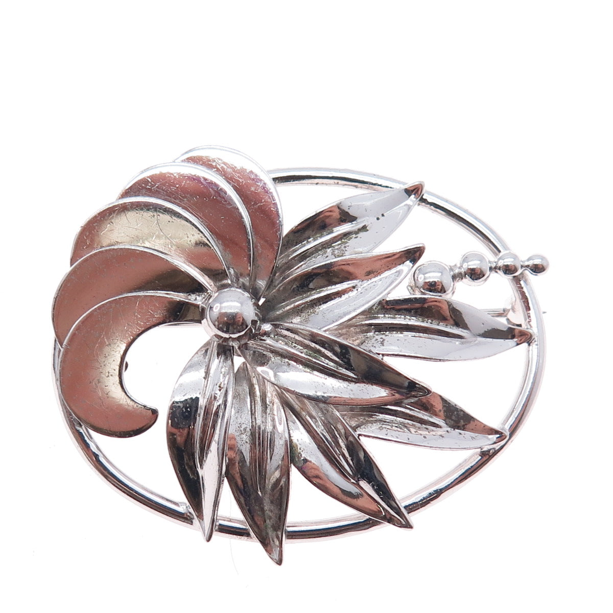 Binder Brothers 925 Sterling Silver Antique Art Deco Flower Pin Brooch