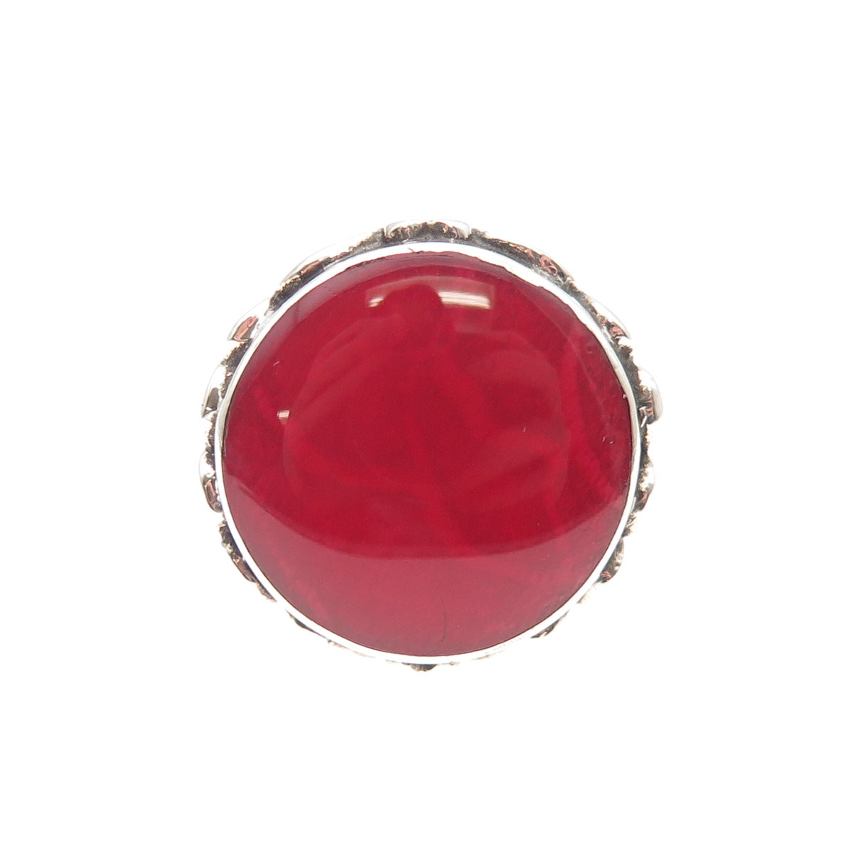 Samuel Benham 925 Sterling Silver Vintage Real Red Jasper Swirl Ring Size 6