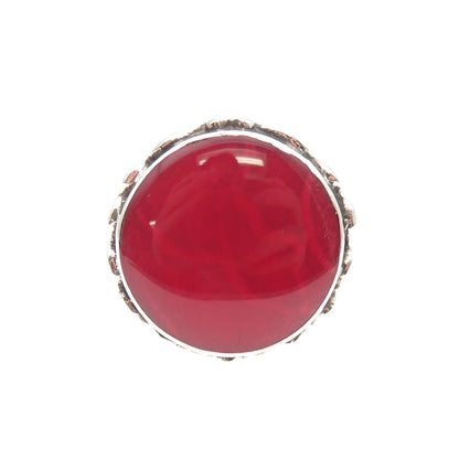 Samuel Benham 925 Sterling Silver Vintage Real Red Jasper Swirl Ring Size 6