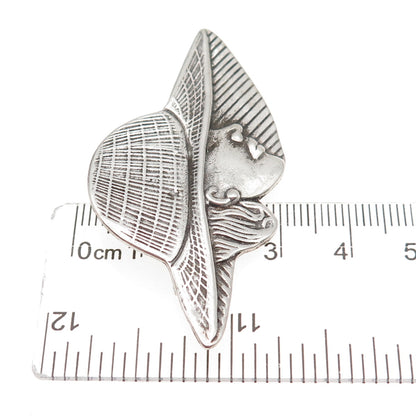 Shube 925 Sterling Silver Vintage Lady in Hat Oxidized Pin Brooch