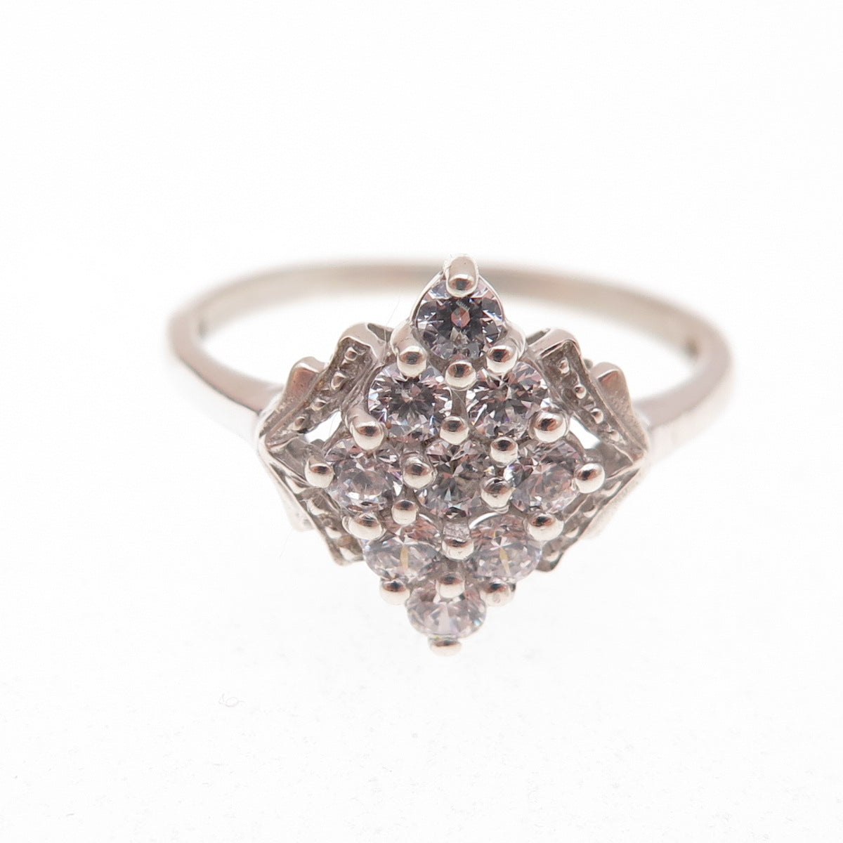 Chuck Clemency 925 Sterling Silver Round-Cut C Z Ring Size 8