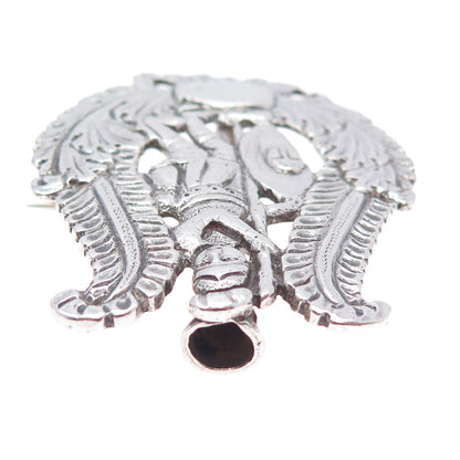 900 Silver Antique Italy Neapolitan Holy Warrior Pin Brooch / Slide Pendant