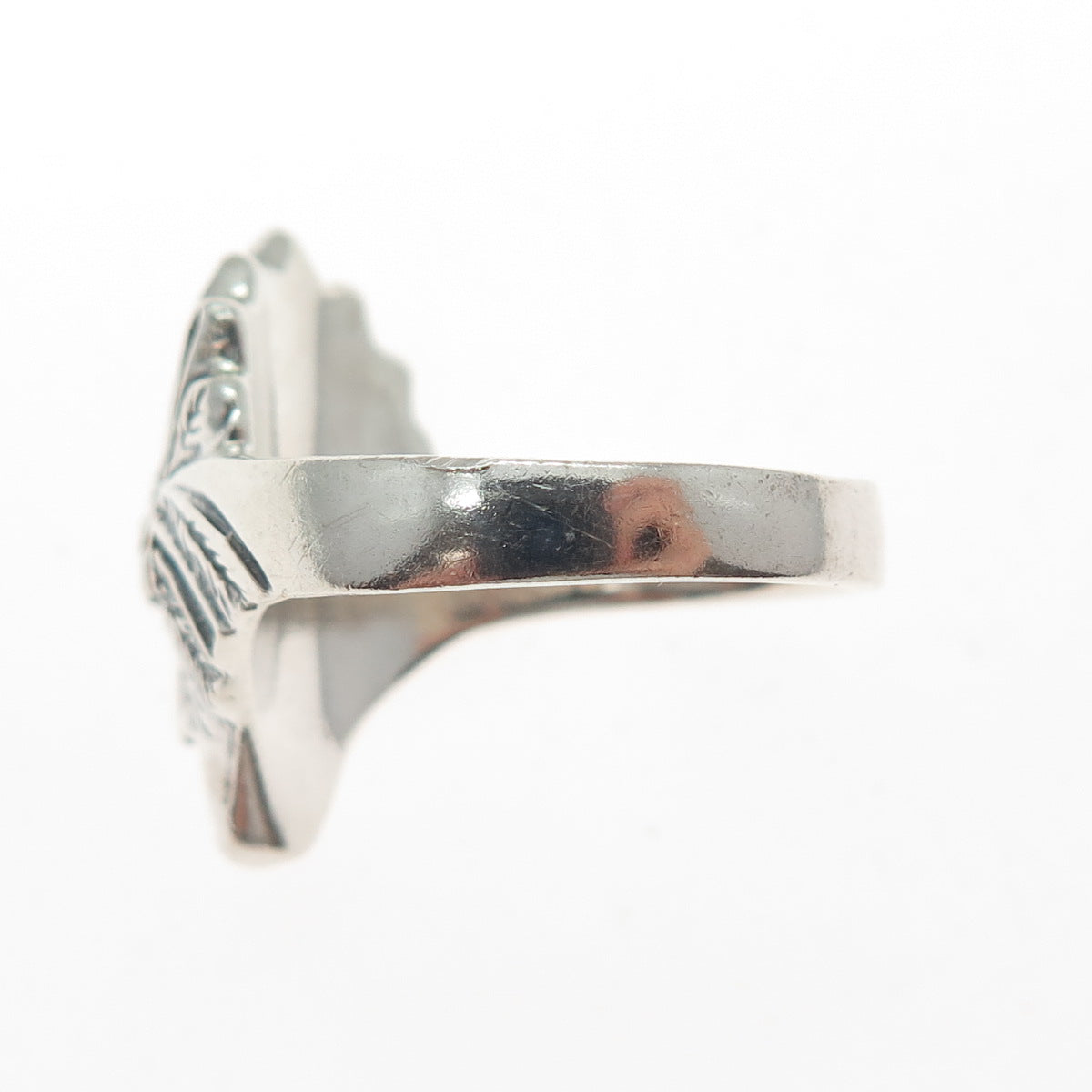 925 Sterling Silver Vintage Southwestern Indian Chief Oxidized Ring Size 9.75