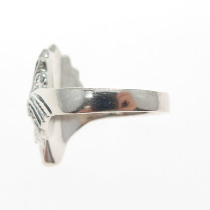925 Sterling Silver Vintage Southwestern Indian Chief Oxidized Ring Size 9.75