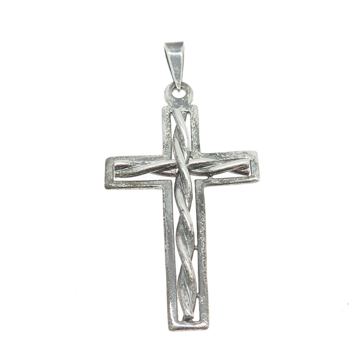 925 Sterling Silver Vintage Braided Cross Pendant