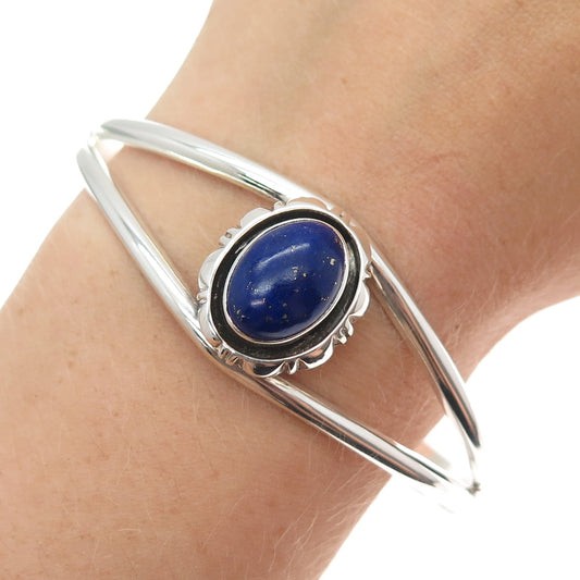 CAROL FELLEY 925 Sterling Silver Vintage 1987 Lapis Adjustable Bracelet 6.75"