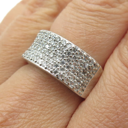 925 Sterling Silver Round-Cut C Z Sparkle Ring Size 8.25