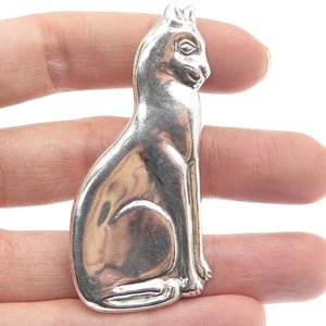 CHAPAL ZENRAY 925 Sterling Silver Vintage Cat Pin Pendant