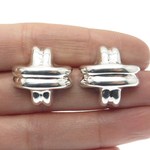 LA PARRA 925 Sterling Silver Vintage Mexico "X" Modernist Earrings