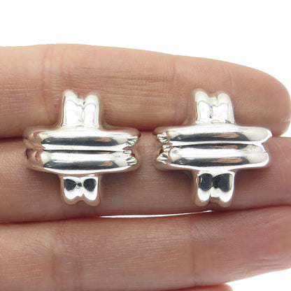 LA PARRA 925 Sterling Silver Vintage Mexico "X" Modernist Earrings