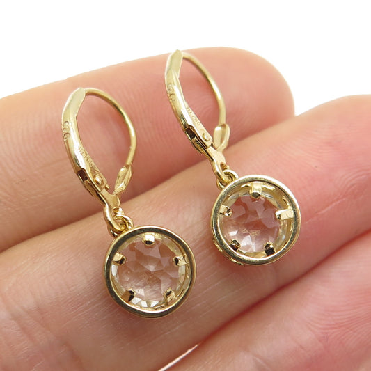 DBJ DEE BERKLE 925 Sterling Silver Gold Plated Real White Topaz Dangle Earrings