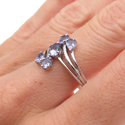 Chuck Clemency 925 Sterling Silver Real Tanzanite Bypass Ring Size 8