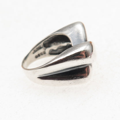 N&D Onderdonk 925 Sterling Silver Vintage Modernist X-Shape Ring Size 6.75