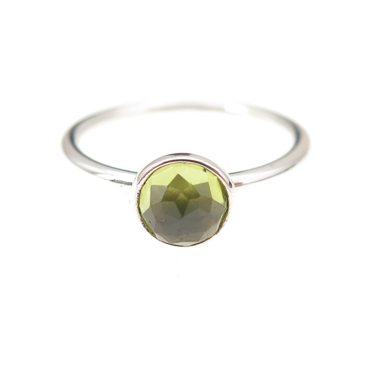 Pandora 925 Sterling Silver Real Peridot August Birthstone Droplet Ring Size 6