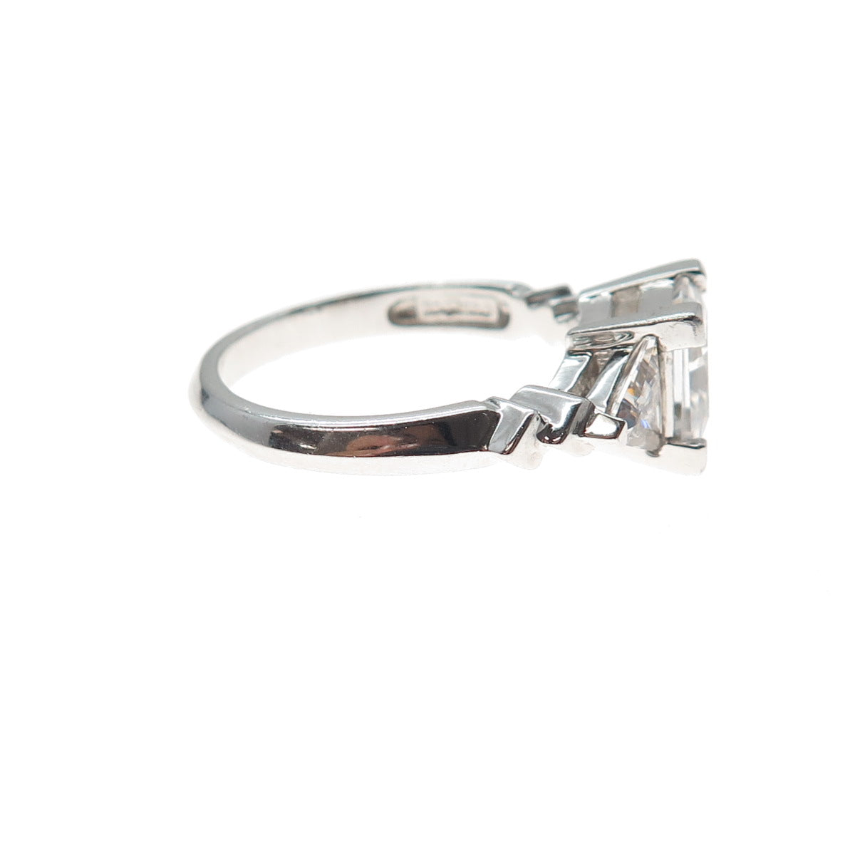 925 Sterling Silver Princess & Triangle-Cut C Z Engagement Ring Size 7.25