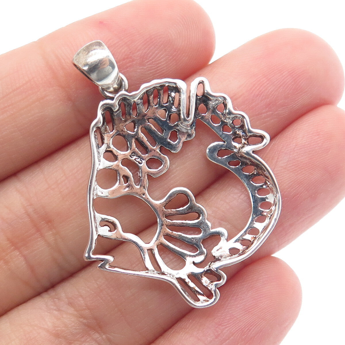 925 Sterling Silver Vintage Fish Charm Pendant