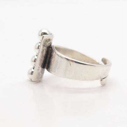 925 Sterling Silver Vintage Cellini Beaded Bar Adjustable Ring Size 6.25