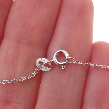 925 Sterling Silver Round-Cut C Z April Birthstone Girl Cable Chain Necklace 18"