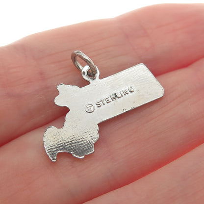 FRENCH & FRANKLIN 925 Sterling Silver Vintage Massachusetts Minimalist Pendant