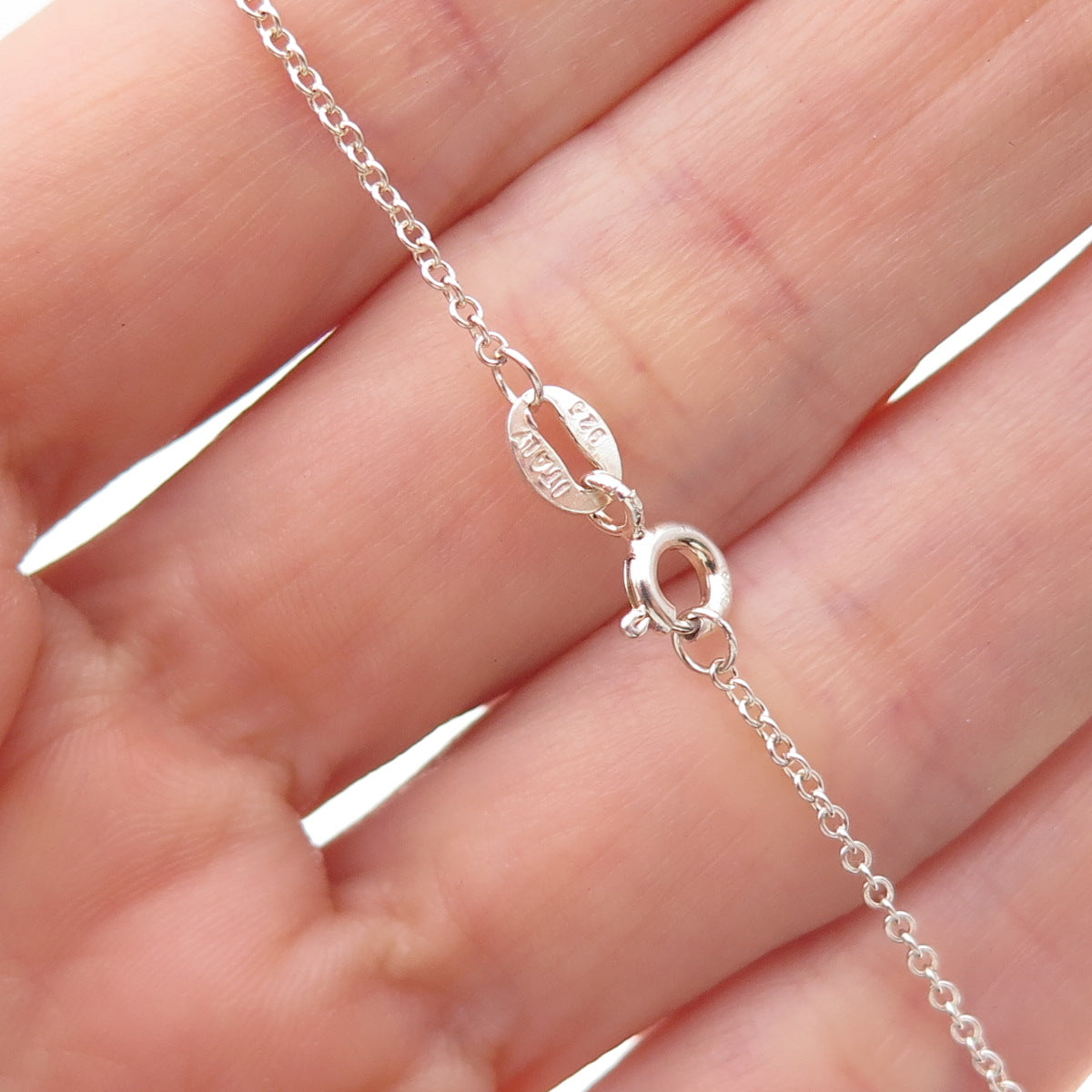 925 Sterling Silver Vintage Italy Star Cable Chain Necklace 18"