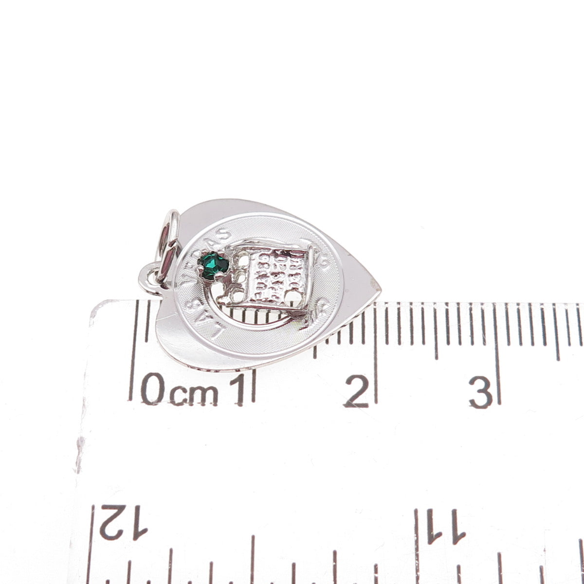 Crea 925 Sterling Silver Vintage Rhinestone Las Vegas Slot Machine Heart Pendant