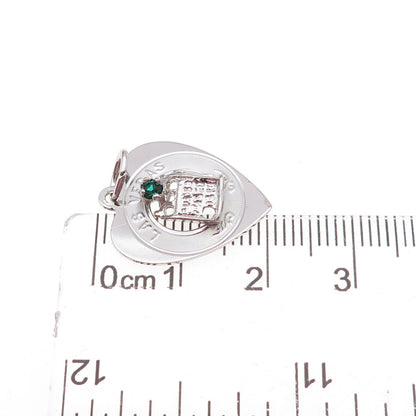 Crea 925 Sterling Silver Vintage Rhinestone Las Vegas Slot Machine Heart Pendant