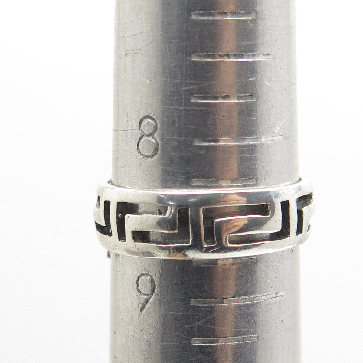 925 Sterling Silver Vintage Greek Maze Band Ring Size 8.75