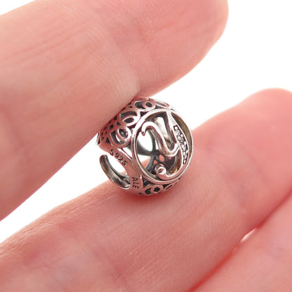 Pandora 925 Sterling Silver C Z Letter Y Initial Slide Bead Charm