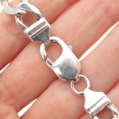 925 Sterling Silver Vintage Italy Figaro Link Bracelet 8.75"