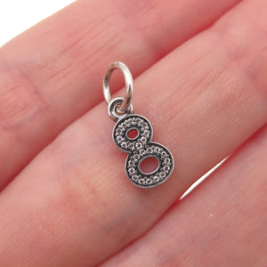 Pandora 925 Sterling Silver C Z Lucky Number 8 Dangle Charm Pendant