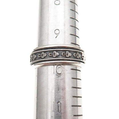 925 Sterling Silver Vintage Egyptian Ankh Rotating Oxidized Band Ring Size 10